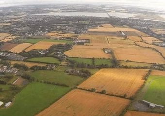 Ireland from the sky, rolling green fields