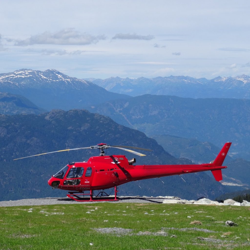 helicopter on whistler mountain